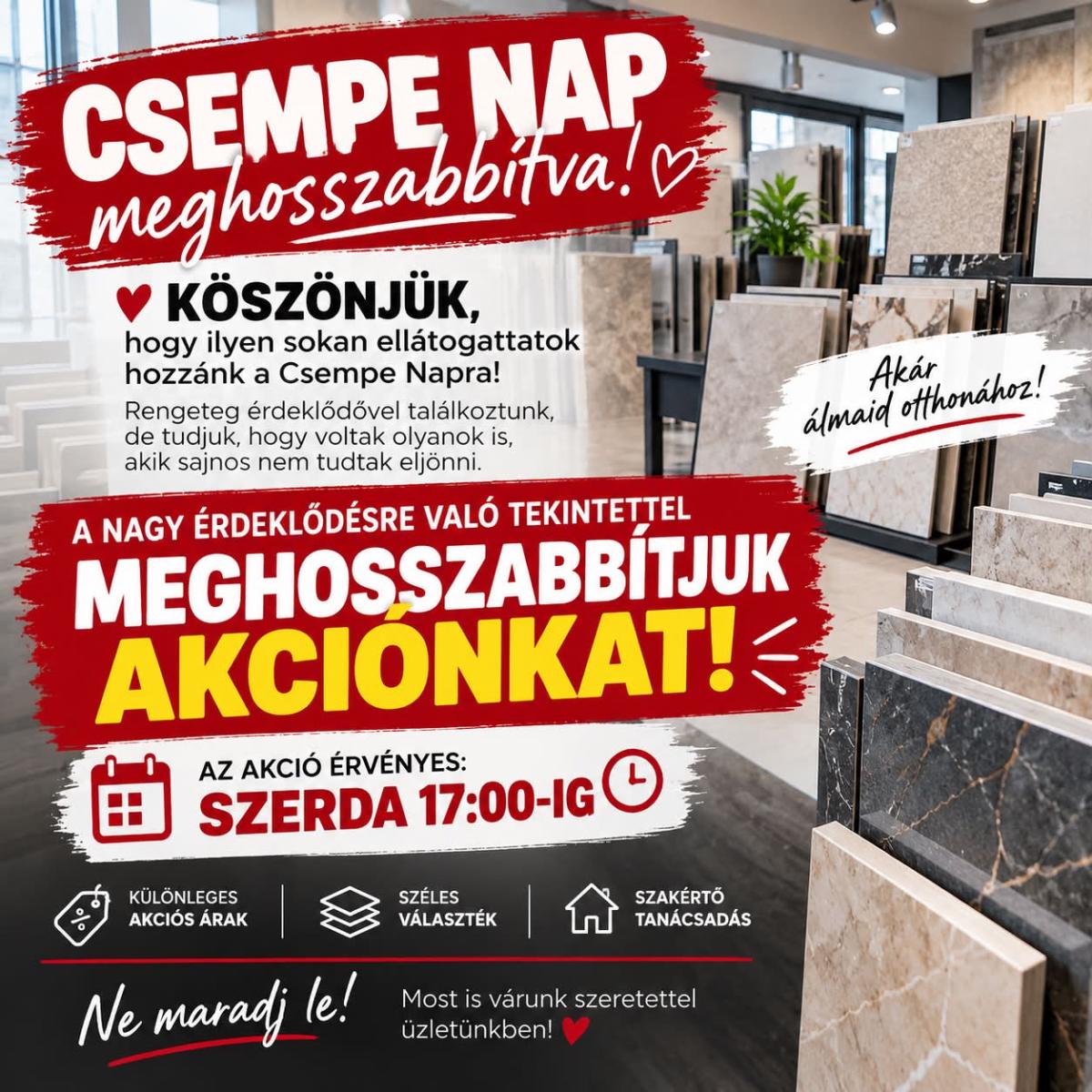 Meghosszabbítjuk a Csempe napi akciót az Olgafakernél