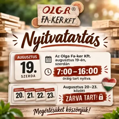 Nyitvatartás Tájékoztató!, 1/1 Kép
