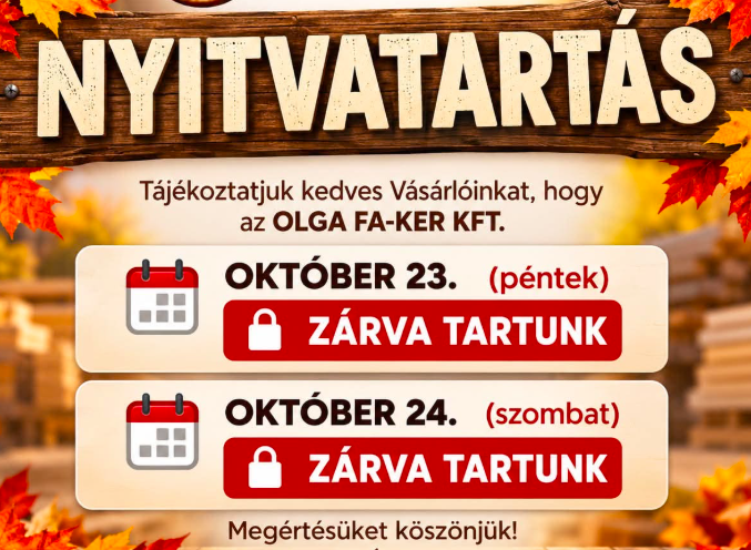 Nyitvatartás Tájékoztató!, 1/1 Kép
